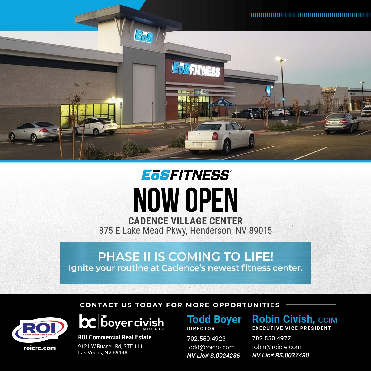 ROI Commercial Real Estate Brokers Pivotal Deal Bringing EōS Fitness to Cadence’s Latest Retail Hub